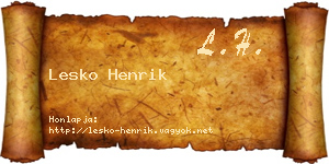Lesko Henrik névjegykártya